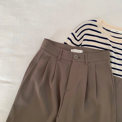Pantalón de Mujer Cintura Alta 2024 | Pantalón Recto de Oficina Estilo Coreano Casual Elegante
