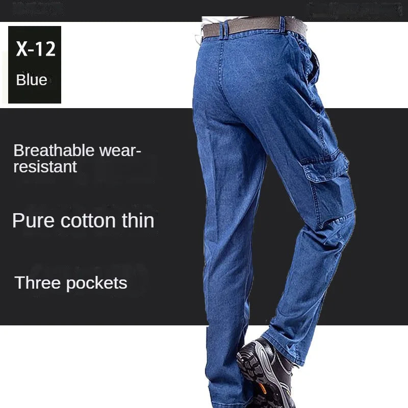 Pantalones Overol Hombre Trabajo | Workwear Denim Algodón Grueso Resistente con Bolsillos Múltiples