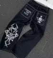 Jeans Oversize Hombre Y2K Gótico Rock | Pantalones Anchos Estampado Calavera Skeleton Streetwear Hip Hop Harajuku