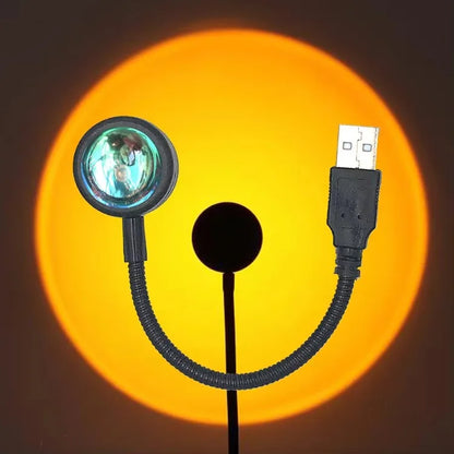 Lámpara LED USB Sunset Ambiance – Luz de Atardecer, Proyector Arcoíris 360°, Fotografía, Decoración y Ambiente