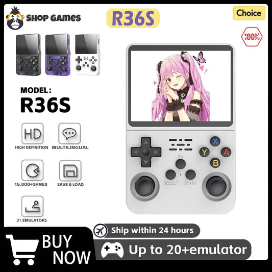 R36S Retro Handheld Game Console – Consola Portátil Linux 3.5” IPS con 64GB y 15000+ Juegos