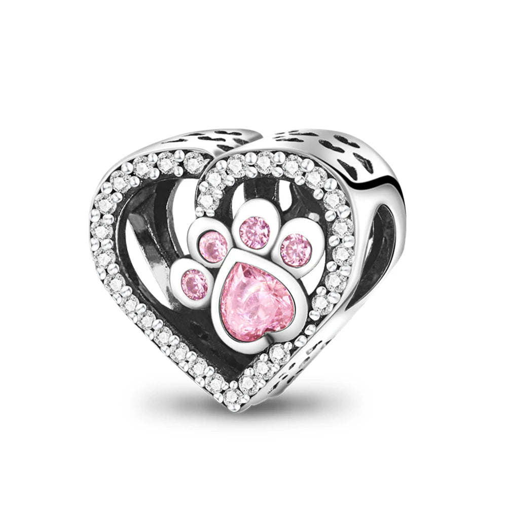 Original 925 Sterling Silver Pink Series Charms Beads Bow Perfume Bottle Heart-Shaped Cross Pendant Fit Bracelet DIY Jewelry