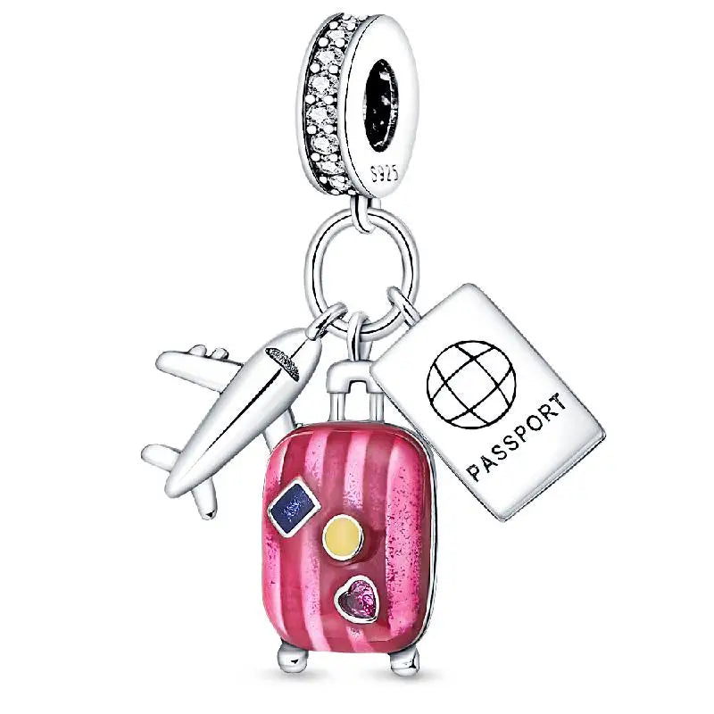 Charm Espejo Mágico Princesa Ángel Rosa en Plata 925 – Beads Compatibles Pandora Mujer Joyería DIY