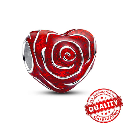 Charm de Plata 925 Trébol Azul Degradado y Flor Iris Rosa – Abalorio Elegante para Pulseras Originales