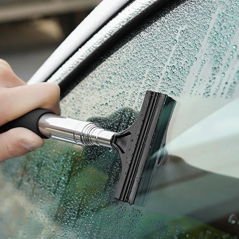 Herramienta Limpiaparabrisas de Espejo Retrovisor de Coche – Limpiador de Vidrio Antivaho, Rascador con Mango Telescópico, Cepillo de Limpieza para Ventanas