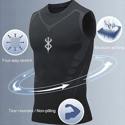 Camiseta Compresiva sin Mangas para Hombre – Tank Top de Gym, Fitness y Baloncesto con Malla y Secado Rápido
