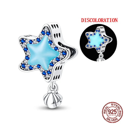 Charm luna y estrellas luminoso plata 925 – Abalorio brillante para pulsera tipo Pandora mujer