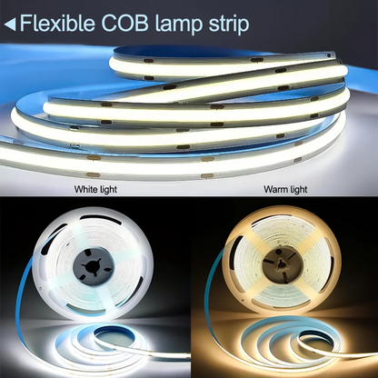 Tira LED COB USB 5V con Control Táctil – Luz Cálida o Blanca, 320 LEDs/m, Alto Brillo para TV, Espejos y Decoración