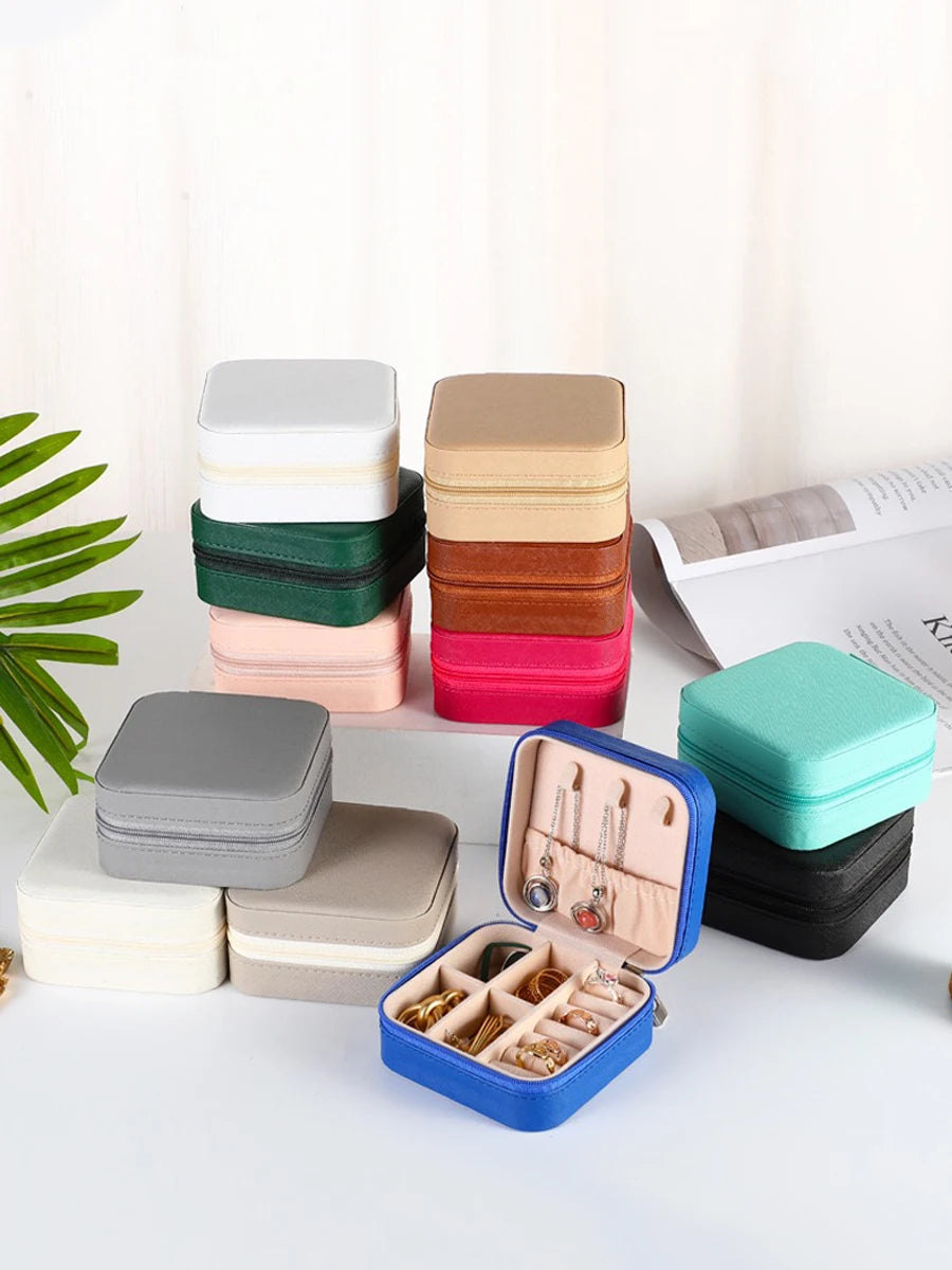 Estuche de Viaje para Joyería | Caja Organizadora de PU Leather | Mini Joyero Portátil para Anillos, Pendientes, Pulseras y Collares