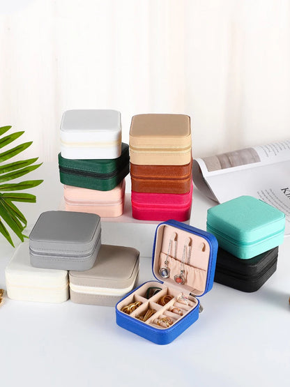 Estuche de Viaje para Joyería | Caja Organizadora de PU Leather | Mini Joyero Portátil para Anillos, Pendientes, Pulseras y Collares