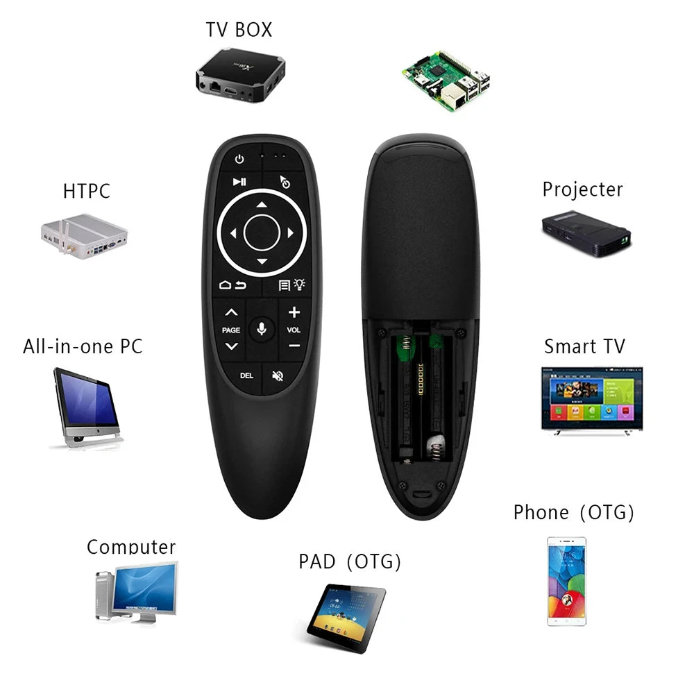 Control remoto G10S Universal – Inalámbrico 2.4G con voz, giroscopio, retroiluminado y función IR para Android TV y PC