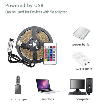 Tira LED SMD5050 USB RGB – Luces Bluetooth para TV, Escritorio y Dormitorio 1/2/3/5M