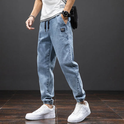 Jeans Cargo de Mezclilla para Hombre – Negro y Azul, Streetwear, Jogger Baggy, Harem, Primavera y Verano, Tallas Grandes