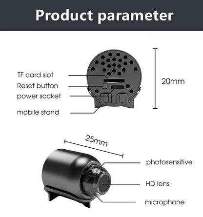 Cámara Mini X5 HD 1080P – WiFi Inalámbrica Compacta con Grabación y Visión Nocturna para Hogar y Camping