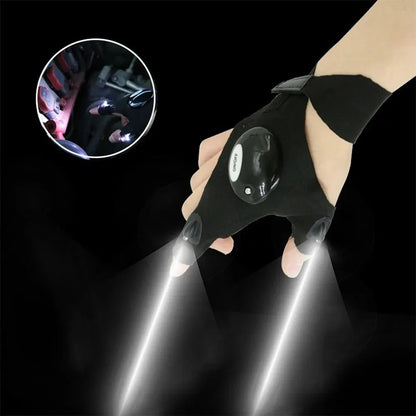 Guantes de Pesca con Linterna LED – Guantes Sin Dedos con Luz para Ciclismo, Camping y Actividades al Aire Libre