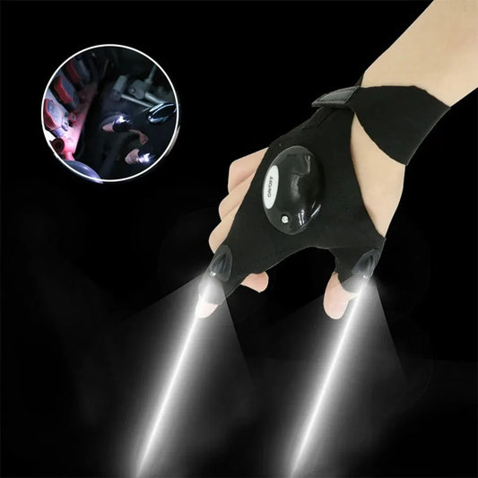 Guantes de Pesca con Linterna LED – Guantes Sin Dedos con Luz para Ciclismo, Camping y Actividades al Aire Libre