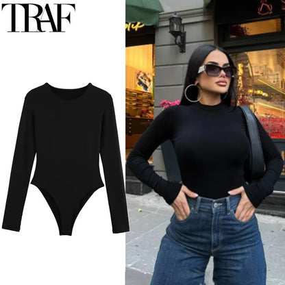 Body Mujer TRAF 2025 Slim | Manga Larga Negro