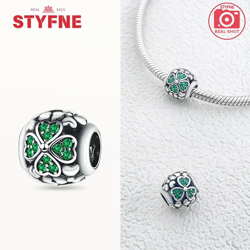 Charm Trébol de Cuatro Hojas en Plata 925 – Abalorios Suerte para Pulseras Originales Mujer