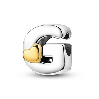 Charm letras alfabeto inglés de plata 925 – Colgante inicial A-Z para pulsera tipo Pandora, joyería DIY personalizada