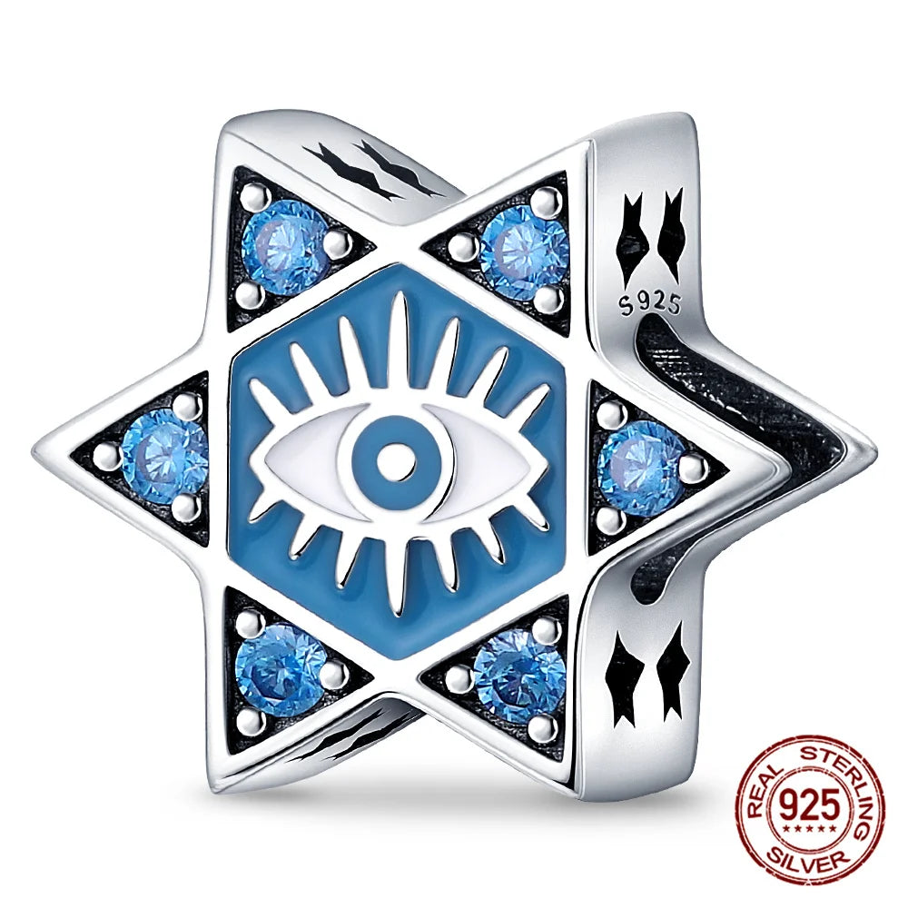 Charm luna y estrellas luminoso plata 925 – Abalorio brillante para pulsera tipo Pandora mujer