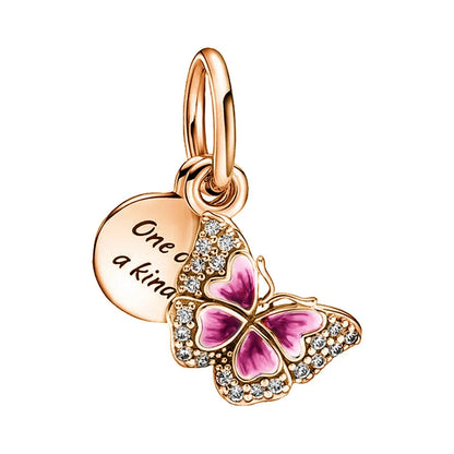 Charm Colgante Pareja Plata 925 y Oro Rosa | Compatible Pandora Original | Pulsera o Collar Mujer