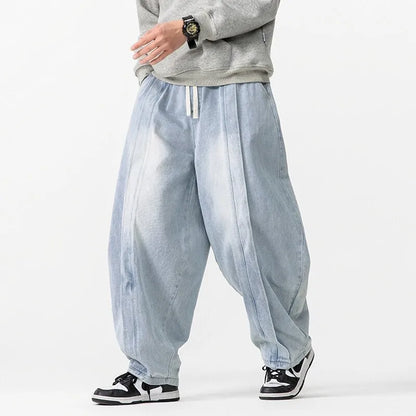 Pantalones Harem Vintage 2025 para Hombre – Jeans Holgados Hip Hop Pierna Ancha Recta Oversize con Cintura Elástica