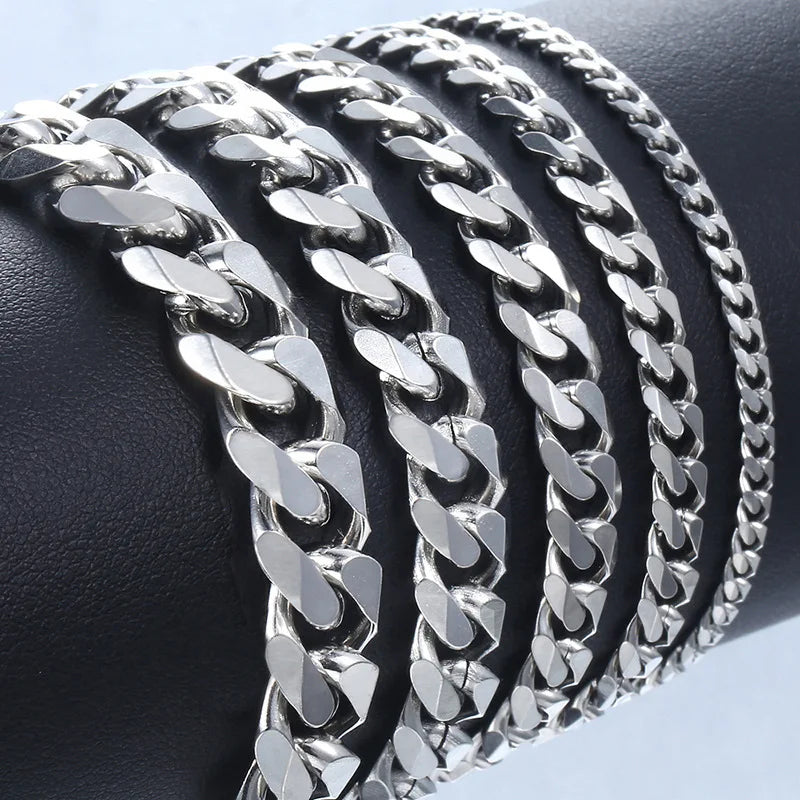 Pulsera Cadena Cubana Clásica para Hombres – Acero Inoxidable 3/5/7/9mm, Joyería Moderna Unisex