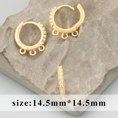 GUFEATHER 6pcs Accesorios de Joyería MG23 | Ganchos Cierre con Zirconias, Cobre Chapado en Oro 18K y Rodio PVD