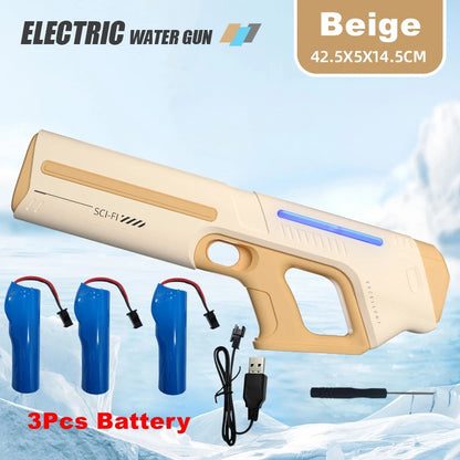 Pistola de Agua Eléctrica Potente – Juguete Automático para Niños y Adultos | Diversión de Verano Playa y Piscina