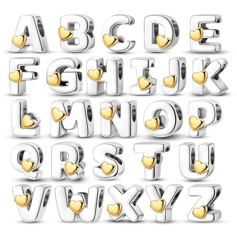Charm Letras A-Z Plata 925 | Abecedario Completo para Pulseras Compatibles Pandora