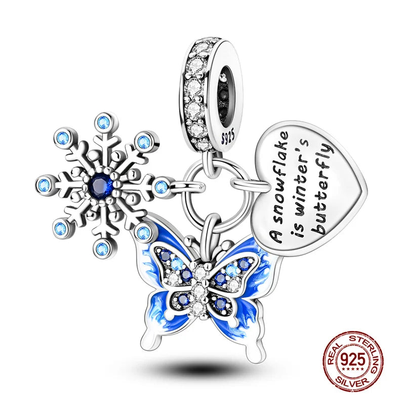Charm Mariposa de Plata 925 | Dije para Pulsera o Collar 3mm Mujer Joyería Fina