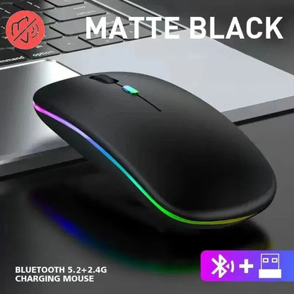 Mouse Inalámbrico RGB Recargable Bluetooth 3600DPI | Ergonómico Gaming con Retroiluminación LED