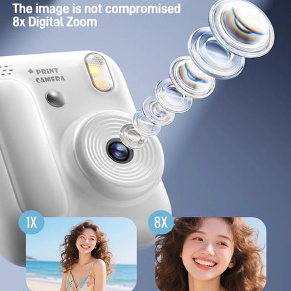 Cámara instantánea infantil a color – Cámara de fotos y video 1080P con impresión térmica, juegos y memoria 32GB para niños