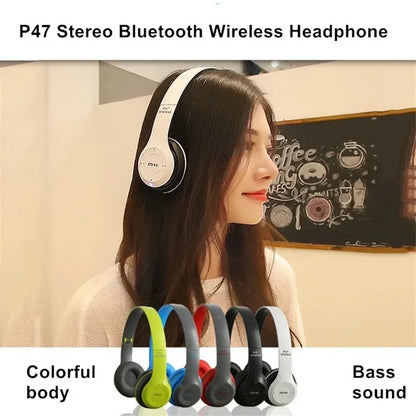 Auriculares P47 Inalámbricos Bluetooth 5.0 | Cascos Estéreo Plegables con Micrófono, Cancelación de Ruido y Control de Voz