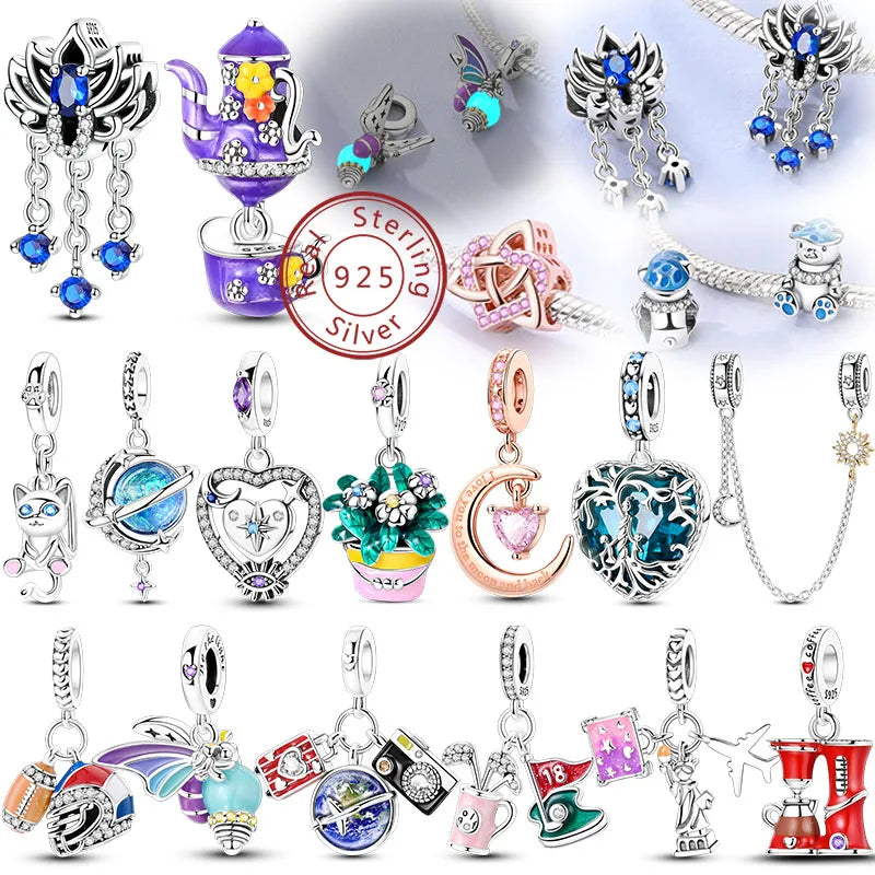 Charm de Plata S925 Hamster, Terrier y Princesa – Abalorios Brillantes para Pulseras Originales 3mm