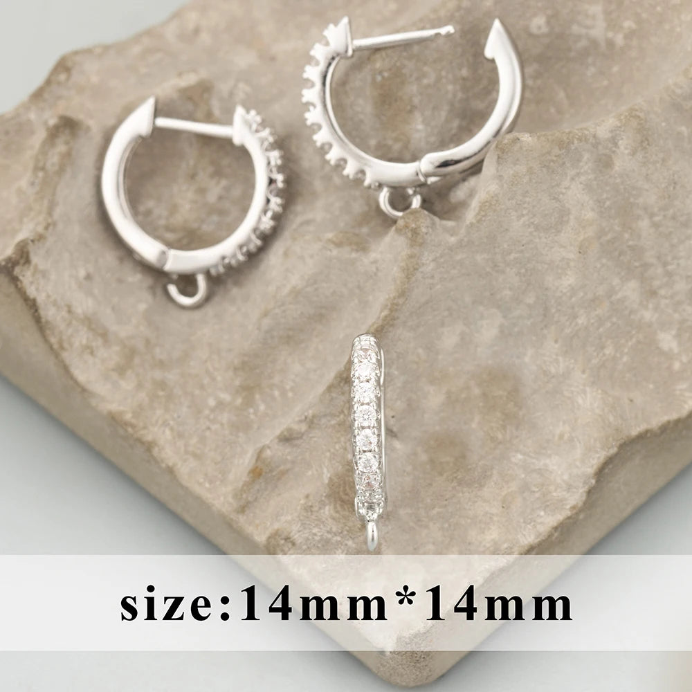 GUFEATHER 6pcs Accesorios de Joyería MG23 | Ganchos Cierre con Zirconias, Cobre Chapado en Oro 18K y Rodio PVD