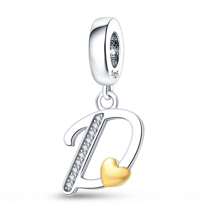 Charm letras alfabeto inglés de plata 925 – Colgante inicial A-Z para pulsera tipo Pandora, joyería DIY personalizada