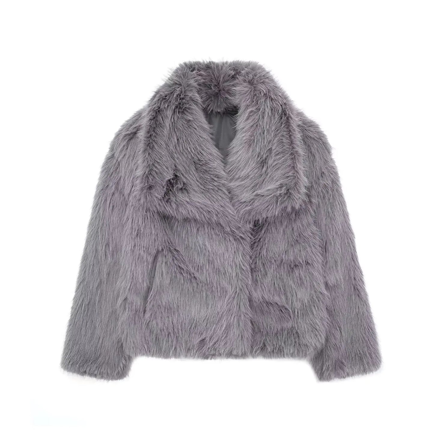 Chaqueta Corta Mujer Invierno | Abrigo Pelo Sintético con Cuello Solapa y Botones Snap Chic Elegante
