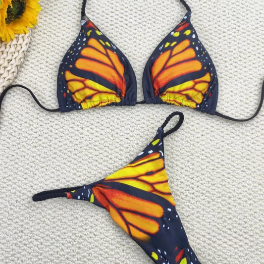 Bikini Sexy Mujer 2025 | Thong con Diseño Mariposa y Lazos Ajustables