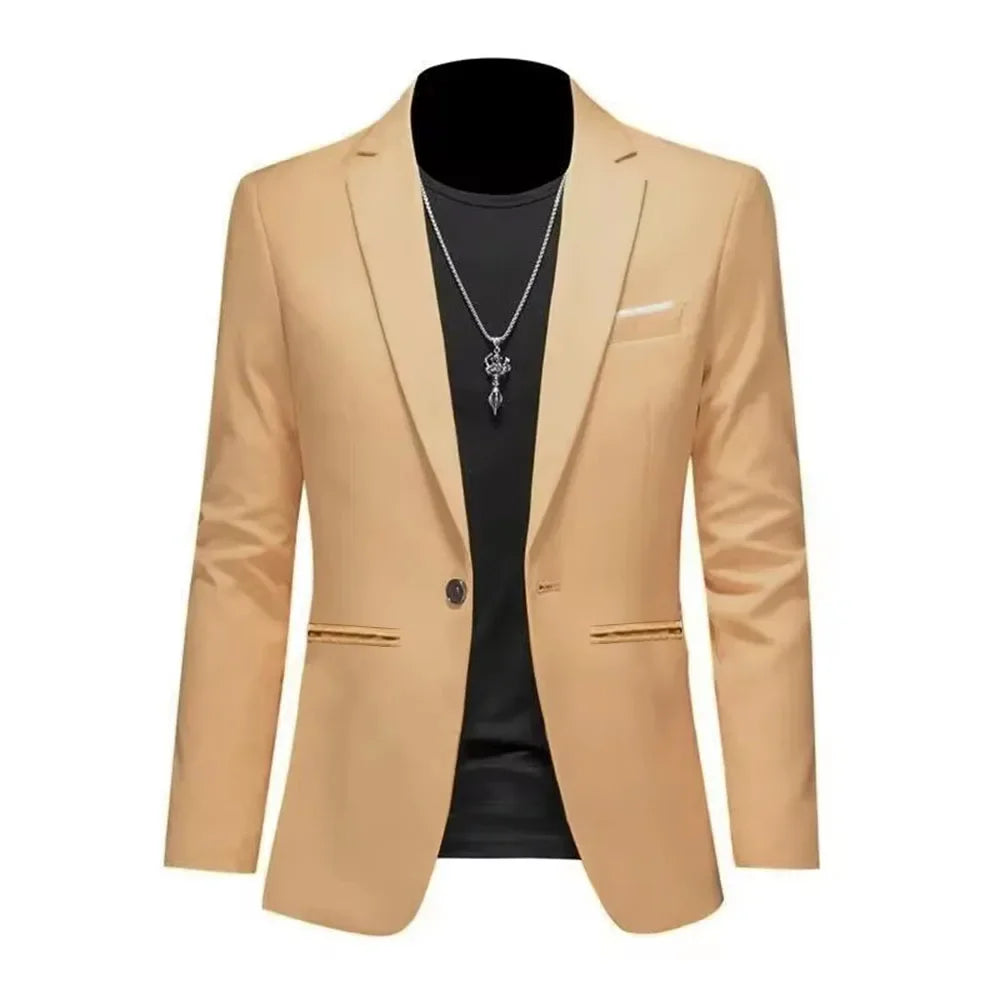 Blazer Casual Slim Fit para Hombre Estilo Boutique Antiarugas de un Botón