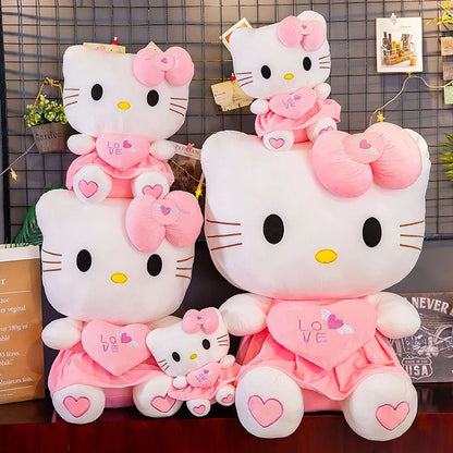 55cm Sanrio Hello Kitty – Peluche Grande de Gato KT, Muñeco de Peluche Suave, Almohada de Anime para Niños y Niñas, Regalo de Cumpleaños