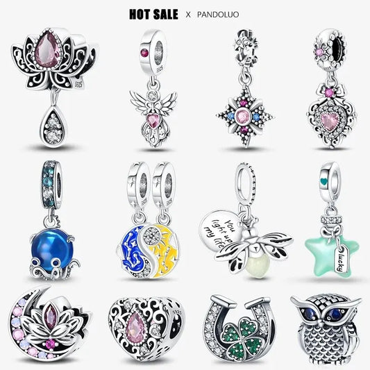 Charm Plata 925 Flor de Loto Retro | Bead Clásico Compatible Pandora Mujer