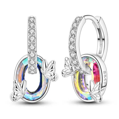 Aretes Primavera Plata 925 | Abeja, Flor y Mariposa | Aros Dobles Mujer
