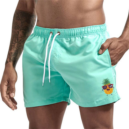 Bañador Hombre Piñas Verano | Shorts Playa Secado Rápido con Bolsillos y Forro – Swimwear Tropical