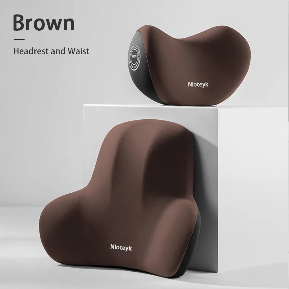 Cojín de Cuello y Lumbar para Coche con Espuma Viscoelástica | Almohada Ergonómica de Respaldo y Reposacabezas