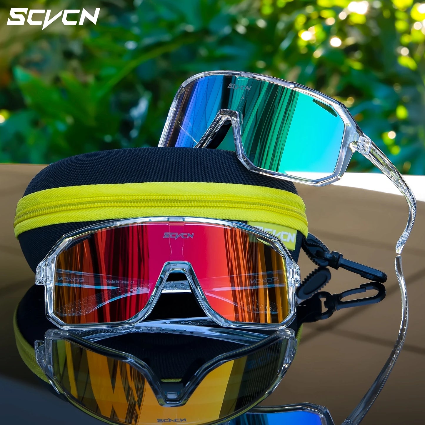 SCVCN Gafas de Ciclismo Deportivas | Lentes de Policarbonato HD | Protección UV400 | Antideslizantes y Ergonómicas para Hombres y Mujeres