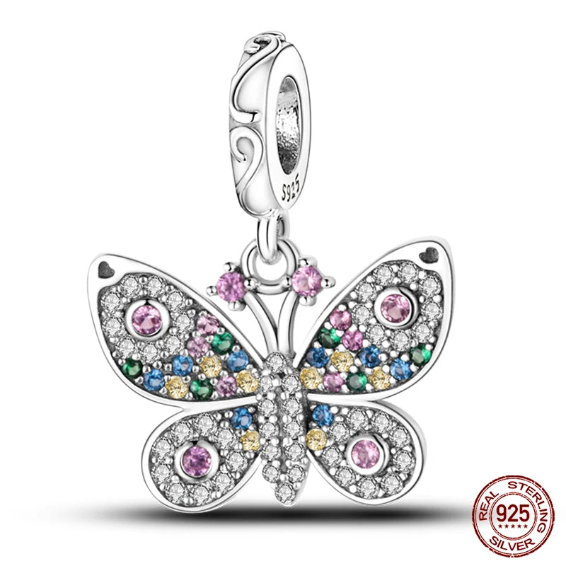 100% 925 Sterling Silver Creative Blue Luminous Firefly Charms Pendants Fit Qikaola 925 Original Bracelets DIY Birthday Jewelry