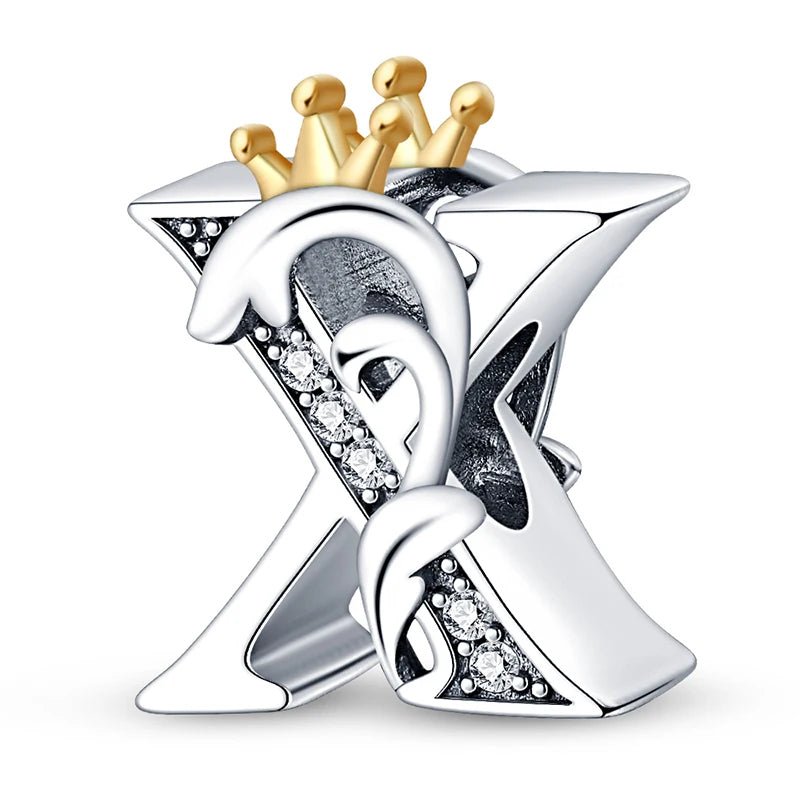Charm letras alfabeto inglés de plata 925 – Colgante inicial A-Z para pulsera tipo Pandora, joyería DIY personalizada