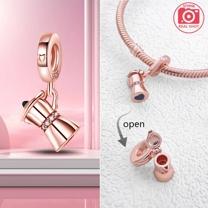 Charm Colgante Pareja Plata 925 y Oro Rosa | Compatible Pandora Original | Pulsera o Collar Mujer