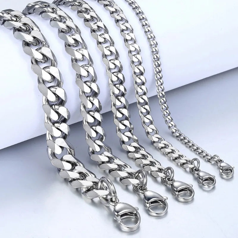 Pulsera Cadena Cubana Clásica para Hombres – Acero Inoxidable 3/5/7/9mm, Joyería Moderna Unisex